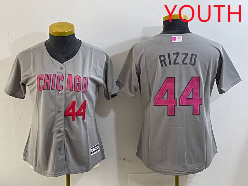 Youth Chicago Cubs #44 Rizzo Grey Fashion Game 2025 Nike MLB Jersey style 4->youth mlb jersey->Youth Jersey